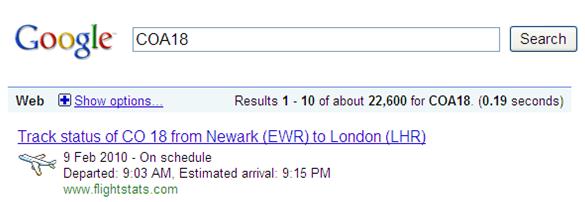 Check Flight Status on Google